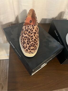 Dr. Scholl's Leopard Print Platform Espadrille in Brown and Tan